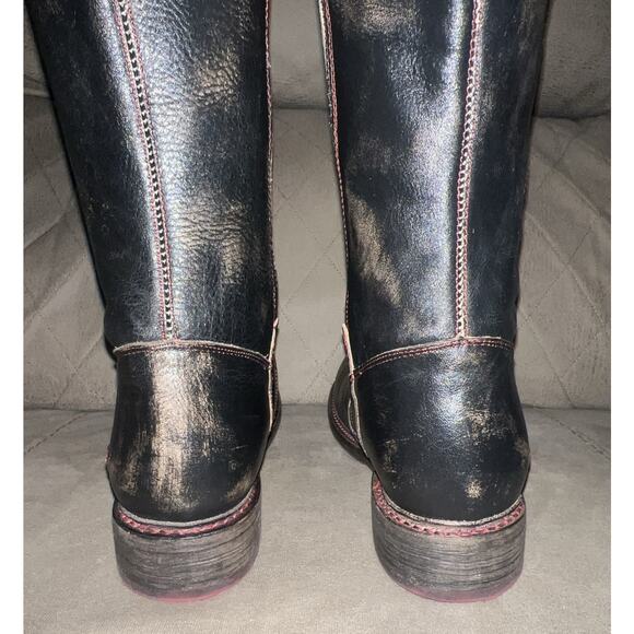 Bed Stu Black Womens Cobbler Series Heeled Tall Boots Leather Rustic 8 - Picture 5 of 15
